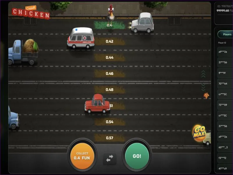 Chicken Crash의 난이도 단계: Easy, Medium, Hard