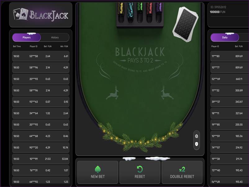 Player actions at the BlackJack table