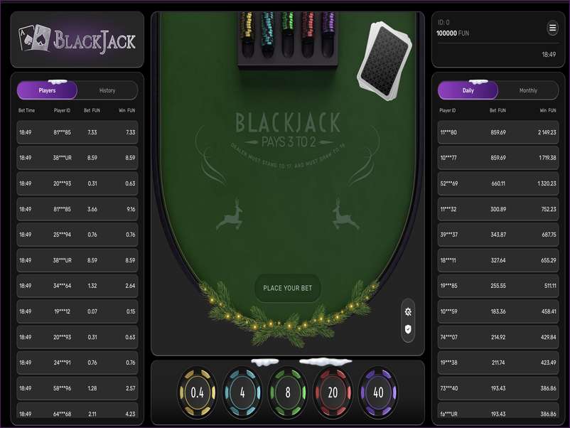 Bonus bets and funds in BlackJack