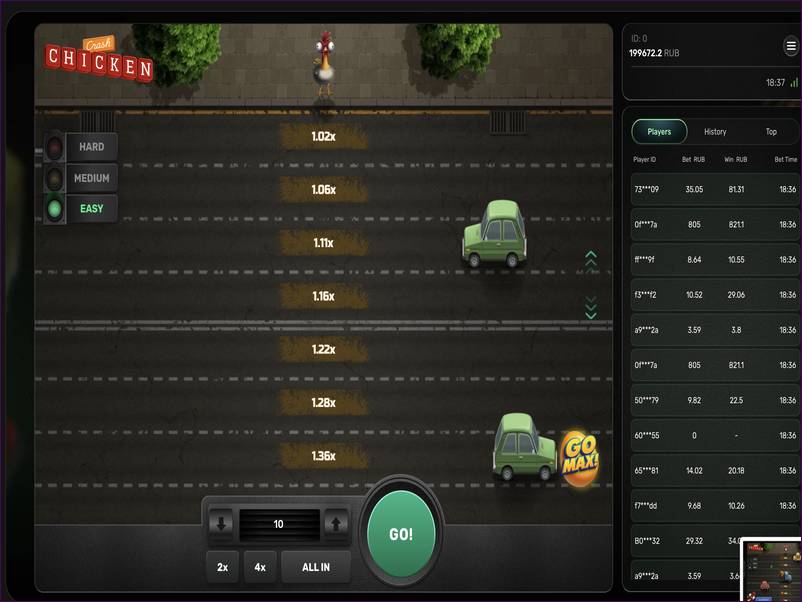 Gameplay and possible outcomes in Chicken Crash