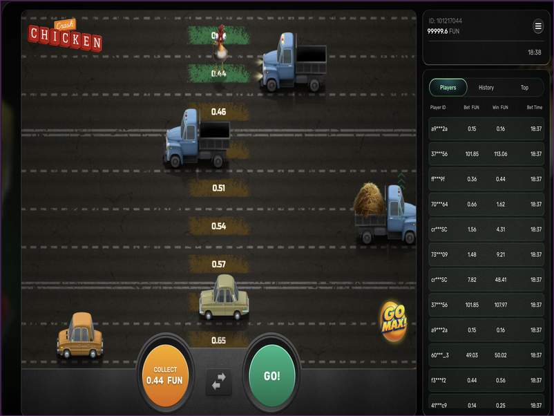 Game Strategies and Tactics in Chicken Crash