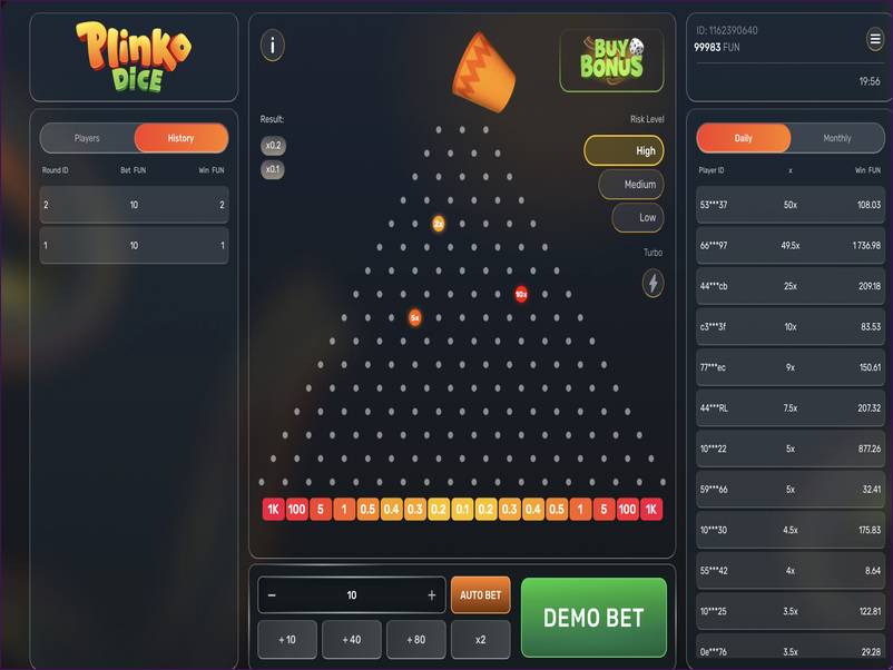 Plinko Dice Field and Odds